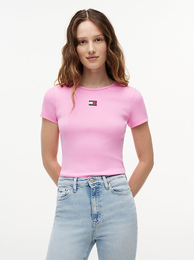 Badge Ribbed Slim T-Shirt