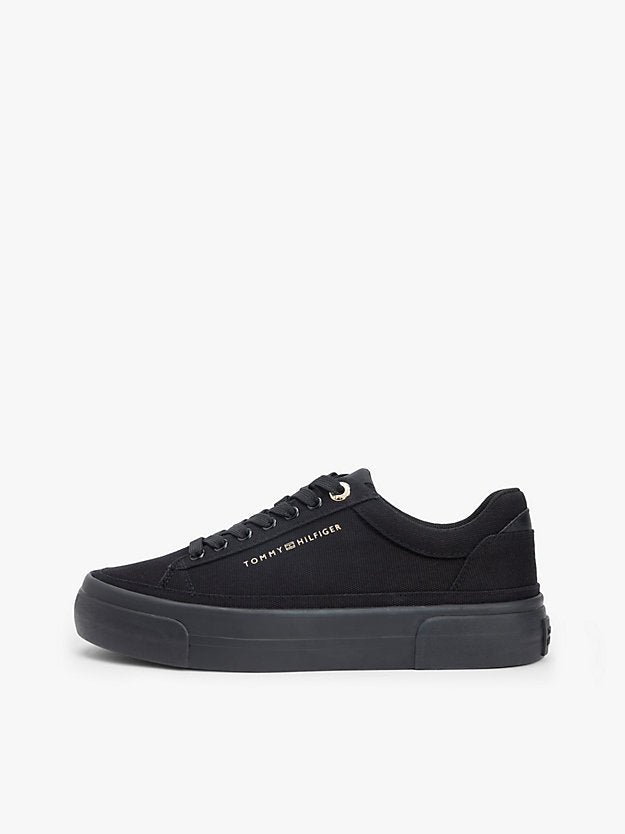 Metallic Logo Canvas Platform Trainers