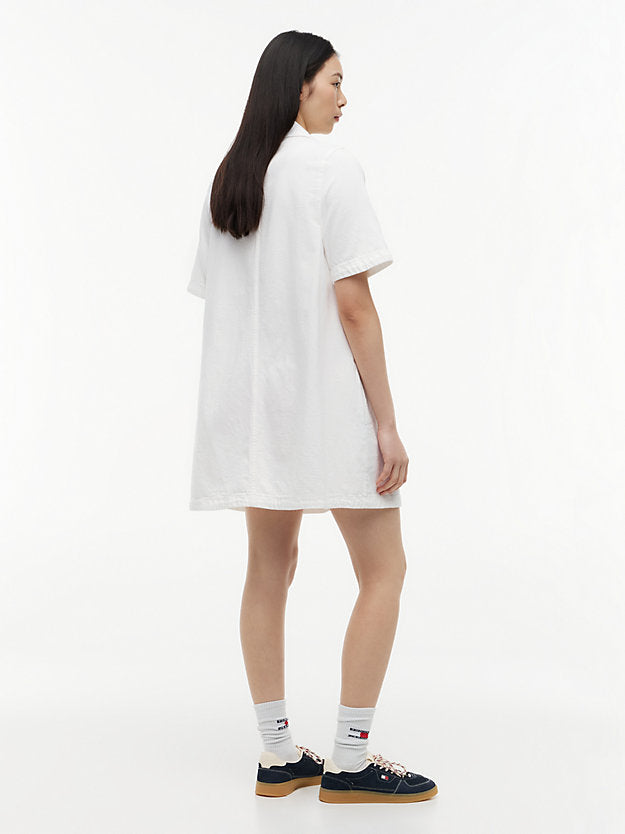 Textured Twill A-Line Mini Shirt Dress