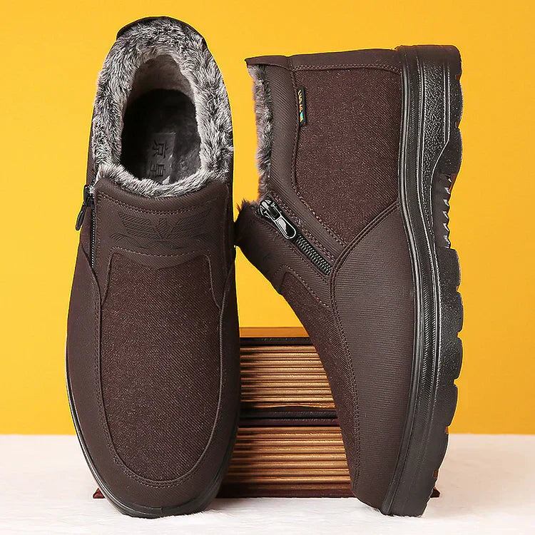 Bottes de neige chaudes orthopédiques pour hommes, imperméables et antidérapantes, en polaire d'hiver