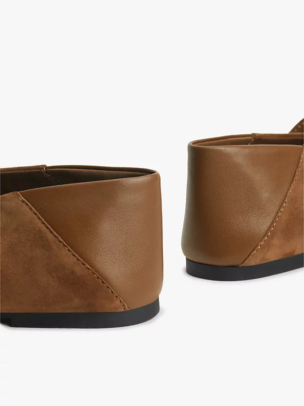 Suede Buckle Square Toe Ballerinas