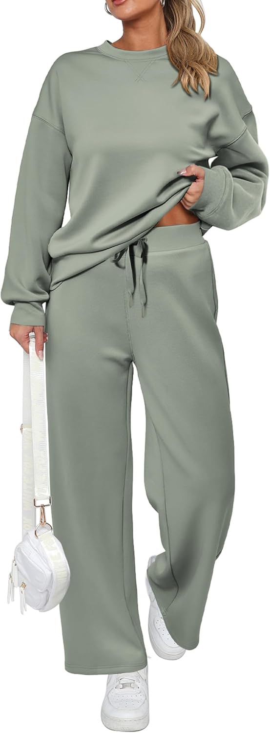 Ensemble décontracté deux pièces en coton pour femme : sweat-shirt oversize demi-zippé et pantalon de survêtement large