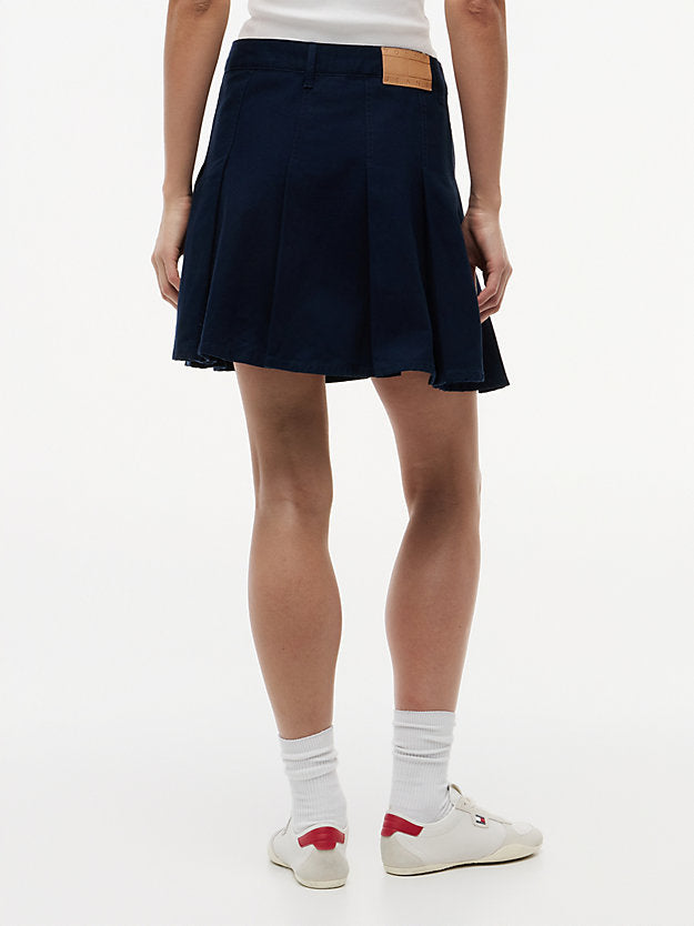 Washed Canvas Pleated Mini Skirt