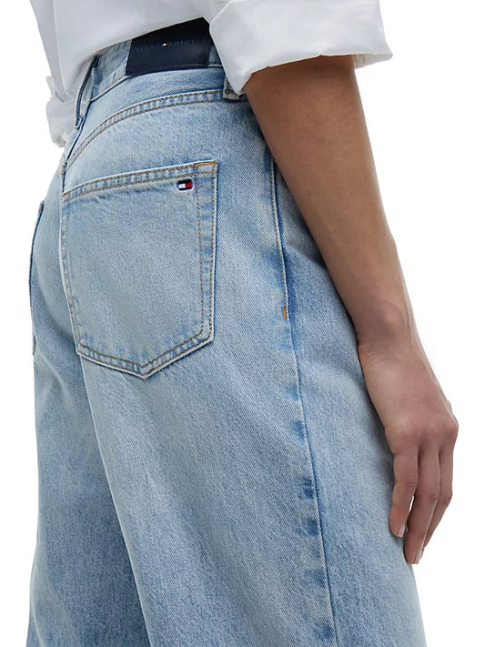 Gold-Tone Button Mid Rise Loose Straight Jeans