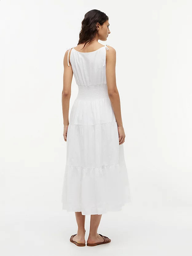 Self-Tie Strap Smock Midi Dress