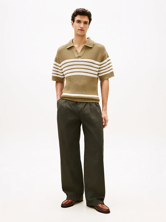 Lightweight Paper Touch Pleated Loose Trousers