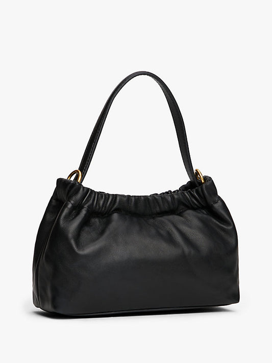 Soft Leather Logo Plaque Crossbody Bag