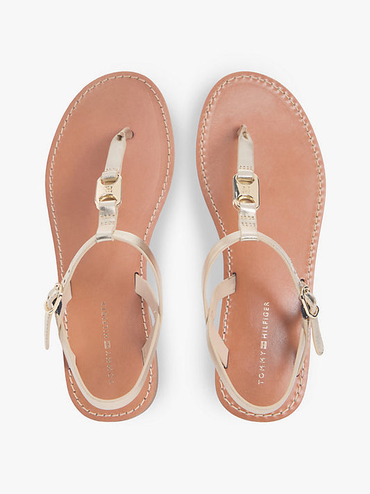 Metallic Leather Toe Post Flat Sandals