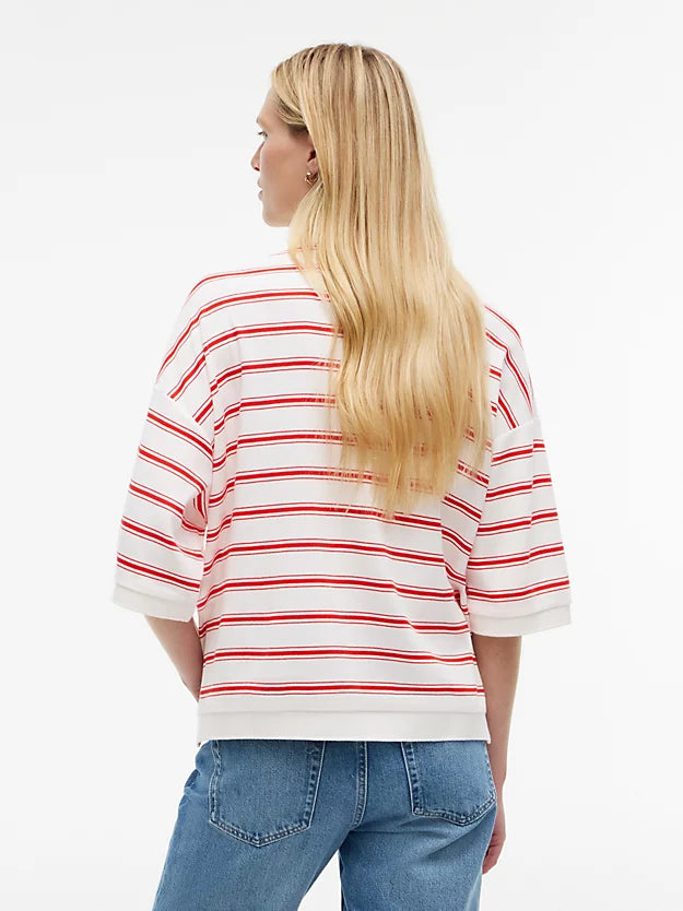 Oversized Fit Stripe Polo Shirt