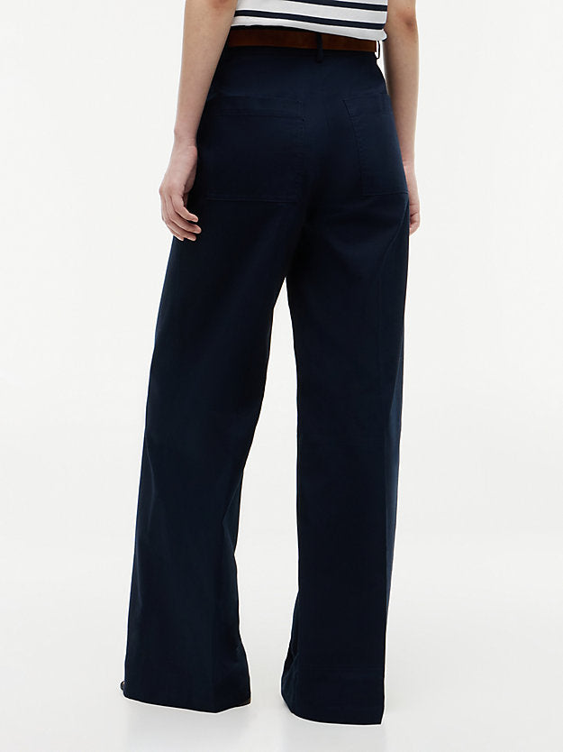 Logo Embroidery Wide Leg Chinos