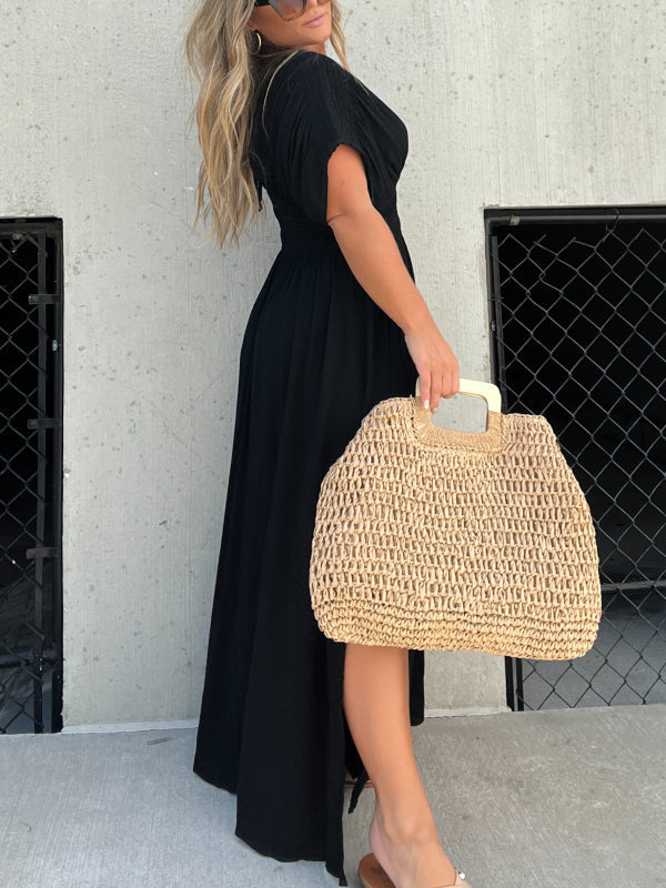 Nouvelle robe longue maxi facile à porter avec fente et col en V (Achetez 2, la livraison est offerte)