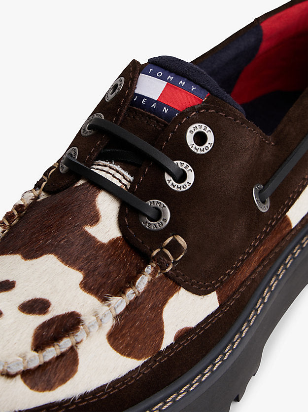 Archive Suede Cleat Cow Print Boat Shoes
