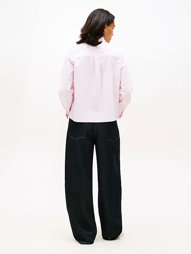 Relaxed Fit Ruffle Collar Oxford Shirt