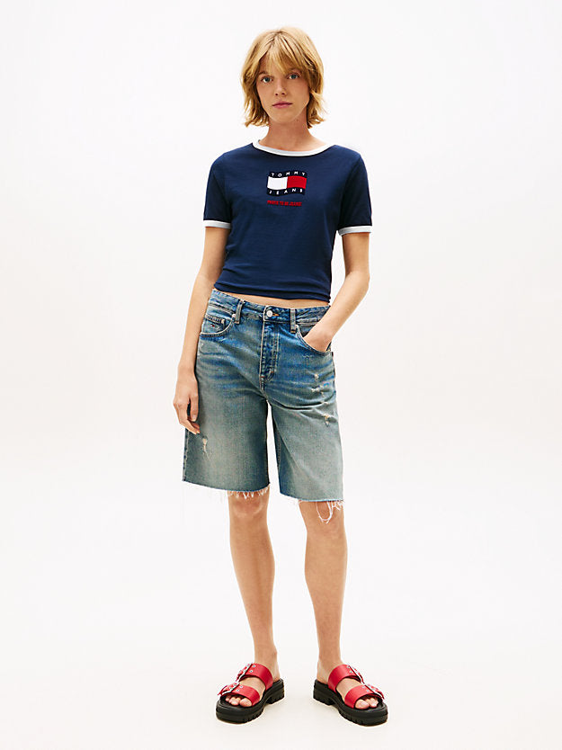 Wavy Flag Contrast Ringer T-Shirt