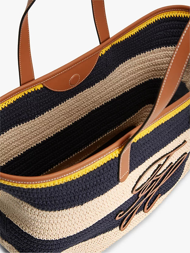 Woven Stripe Logo Appliqué Tote Bag