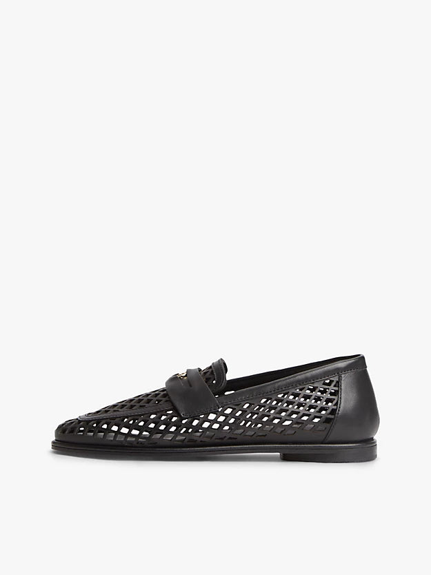 Cutout Leather Penny Loafers