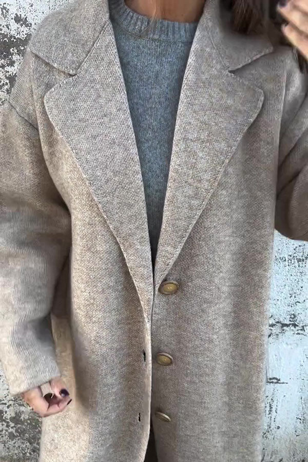 RÄUMUNGSVERKAUF🔥Einfarbige legere Langarmjacke mit Revers – 48 % RABATT