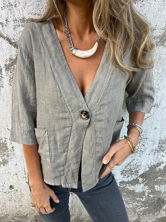 NOUVEAU🔥 Chemise en lin à poche
