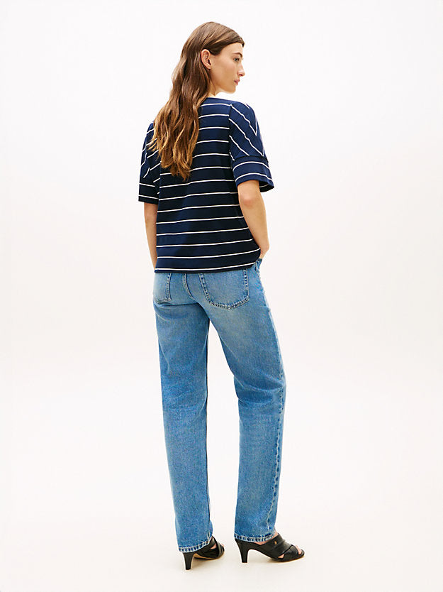 Boat Neck Grown-On Sleeve T-Shirt