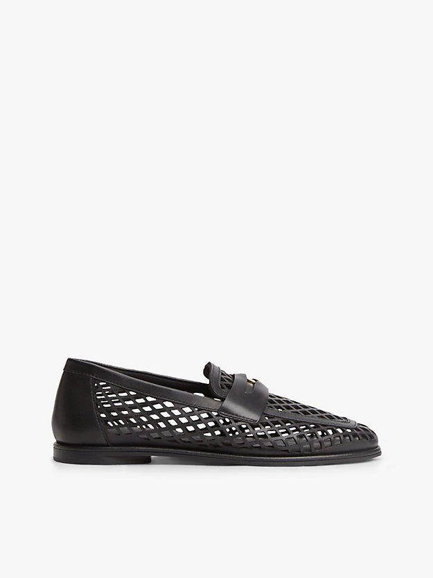 Cutout Leather Penny Loafers