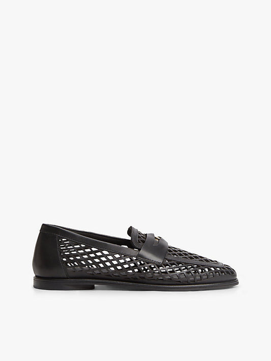 Cutout Leather Penny Loafers