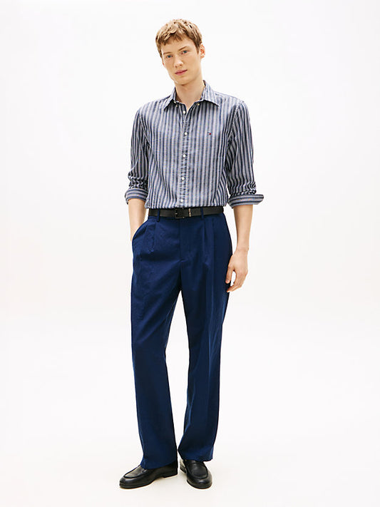 Regular Fit Textured Stripe Poplin Shirt