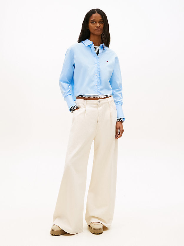 Relaxed Fit Ruffle Poplin Shirt