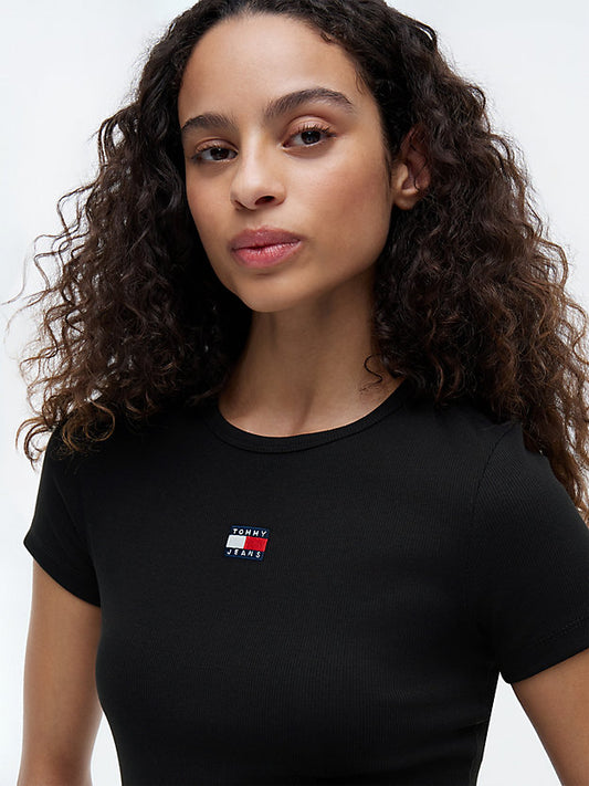 Badge Ribbed Slim T-Shirt