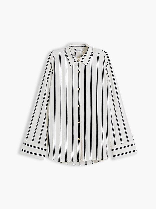 Relaxed Fit Gold-Tone Button Stripe Shirt