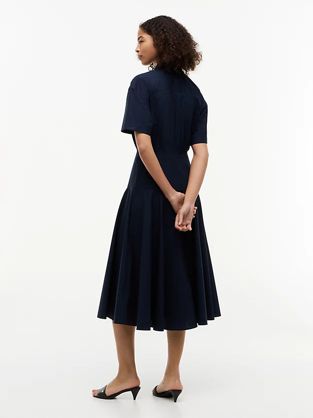 Fit And Flare Poplin Midi Shirt Dress