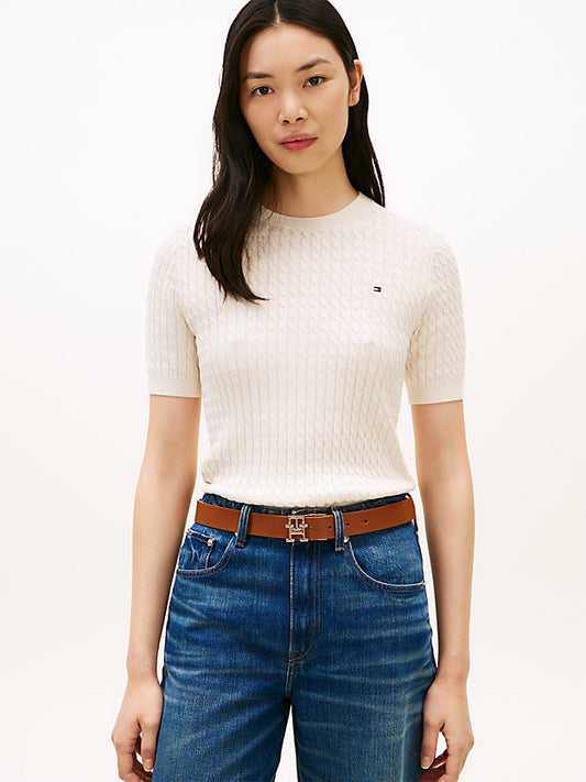 Cable Knit Short Sleeve Jumper
