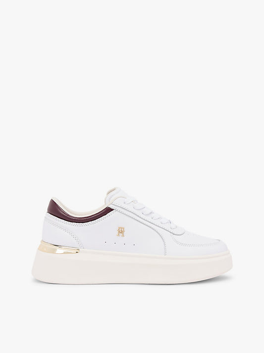 Metallic Heel Leather Platform Trainers