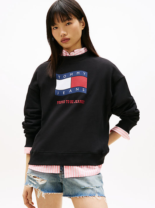 Wavy Flag Sueded Terry Boxy Sweatshirt