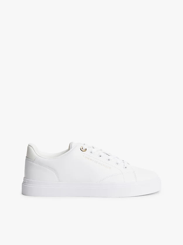 Leather Metallic Logo Cupsole Trainers