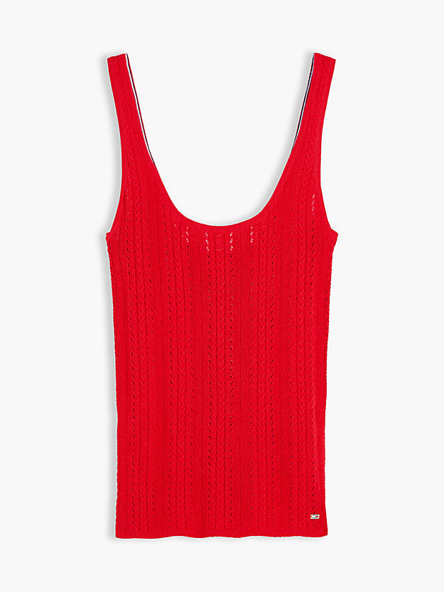 Pointelle Slim Scoop Neck Tank Top