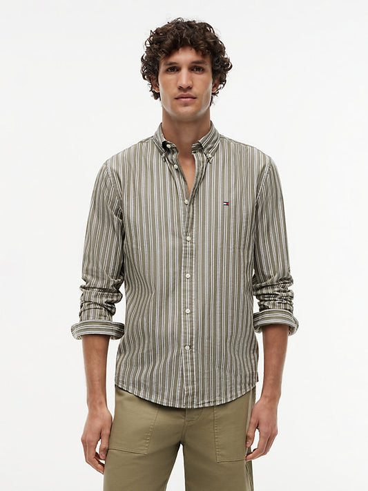 Regular Fit Textured Stripe Poplin Shirt