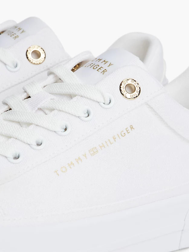 Metallic Logo Canvas Platform Trainers