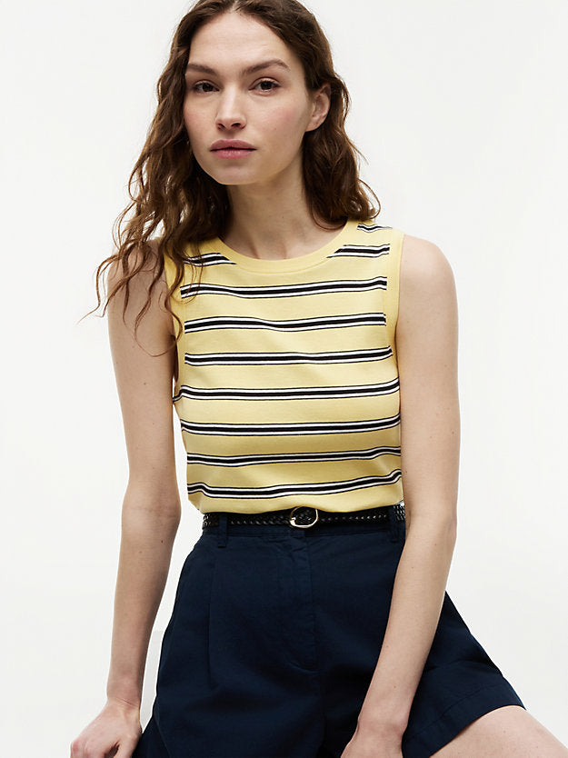 Stripe Slim Crew Neck Tank Top