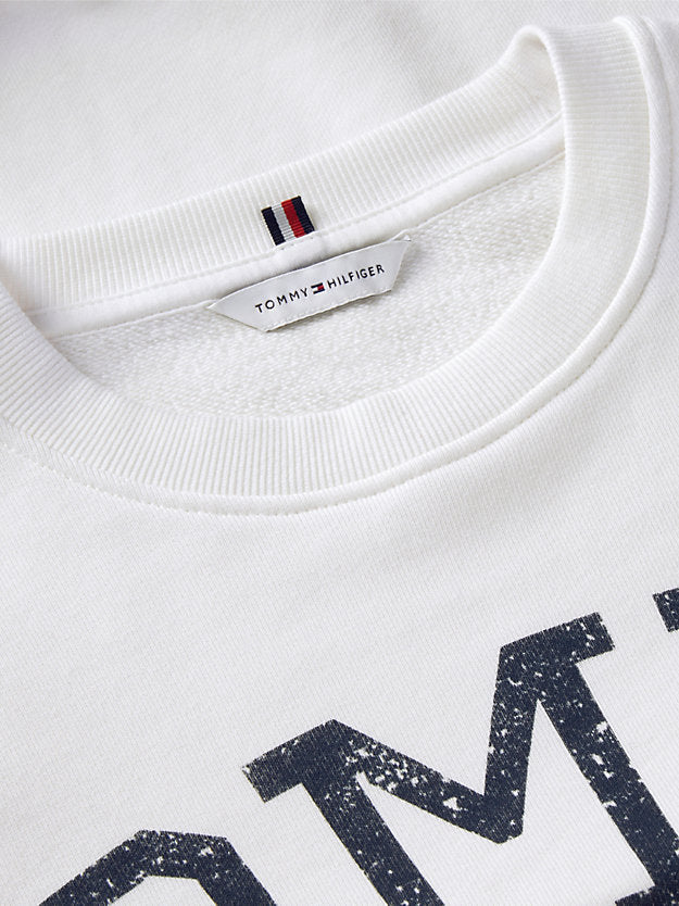 Crest Logo Drawstring Hem Relaxed Sweatshirt