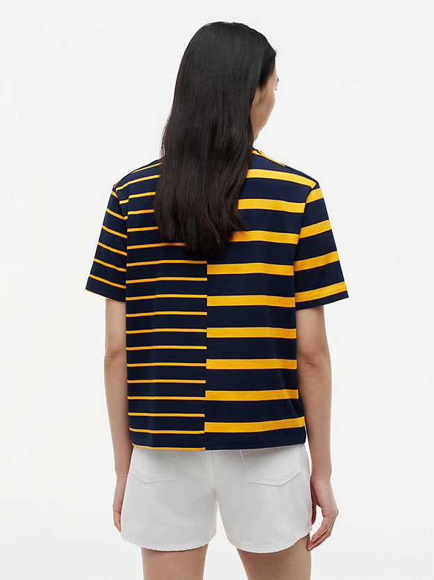 Mixed Stripe Relaxed Crew Neck T-Shirt