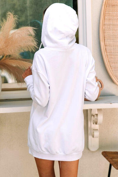 Robe à Capuche Mi-Zip et Cordon de Serrage