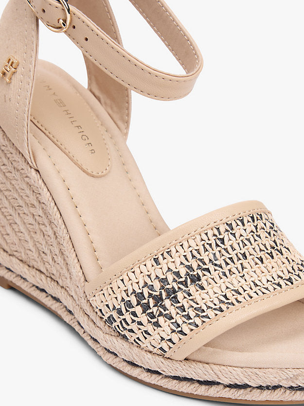 Raffia Strap High Wedge Espadrilles
