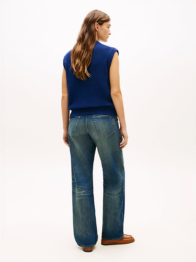 Gold-Tone Button Rib-Knit Vest
