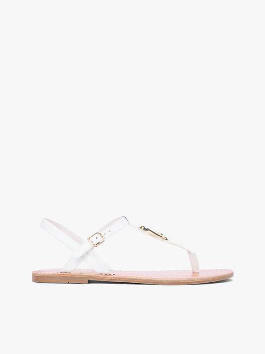 Leather Monogram Strap Sandals