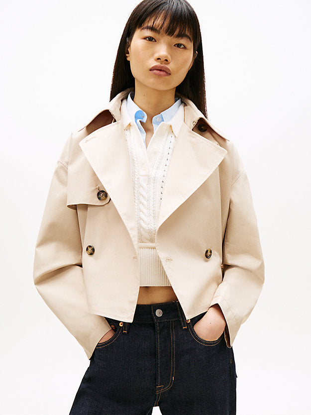 Water Repellent Relaxed Short Trench Coat