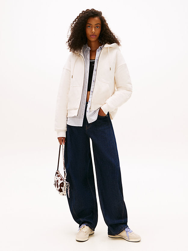 Back Logo Washed Boxy Zip-Thru Hoody