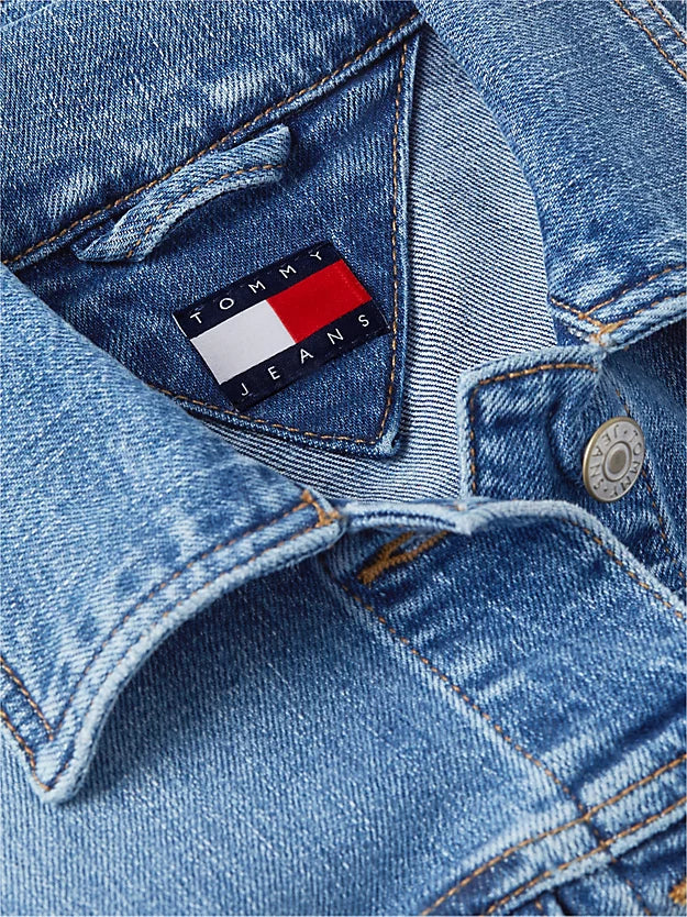 Slim Cropped Denim Trucker Jacket
