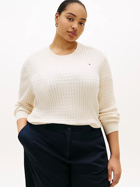 Curve Cable Knit Crew Neck Jumper