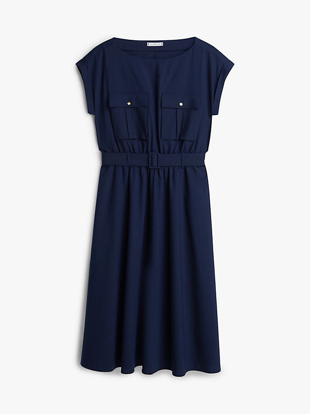 Belted Relaxed Midi Dress WiWool