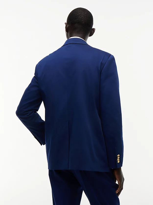 Gold-Tone Button Regular Fit Satin Blazer